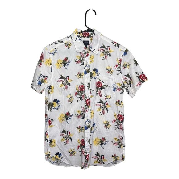 J Crew Men’s  Flex Button Shirt Stretch Floral Palm Trees Vacation Modern Small - Picture 1 of 7